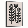 Scandinavian Wall Decor | Minimalist Black and Beige Floral Art | Hygge