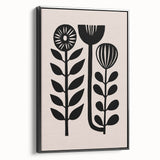 Scandinavian Wall Decor | Minimalist Black and Beige Floral Art | Hygge
