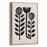 Scandinavian Wall Decor | Minimalist Black and Beige Floral Art | Hygge