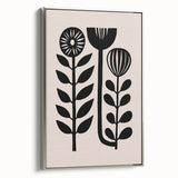 Scandinavian Wall Decor | Minimalist Black and Beige Floral Art | Hygge
