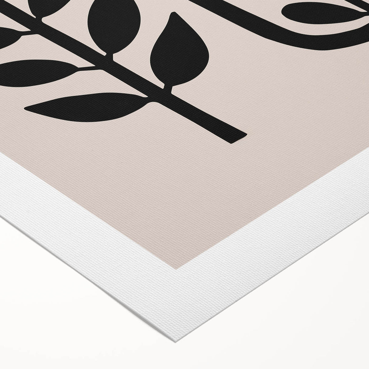 Scandinavian Wall Decor | Minimalist Black and Beige Floral Art | Hygge