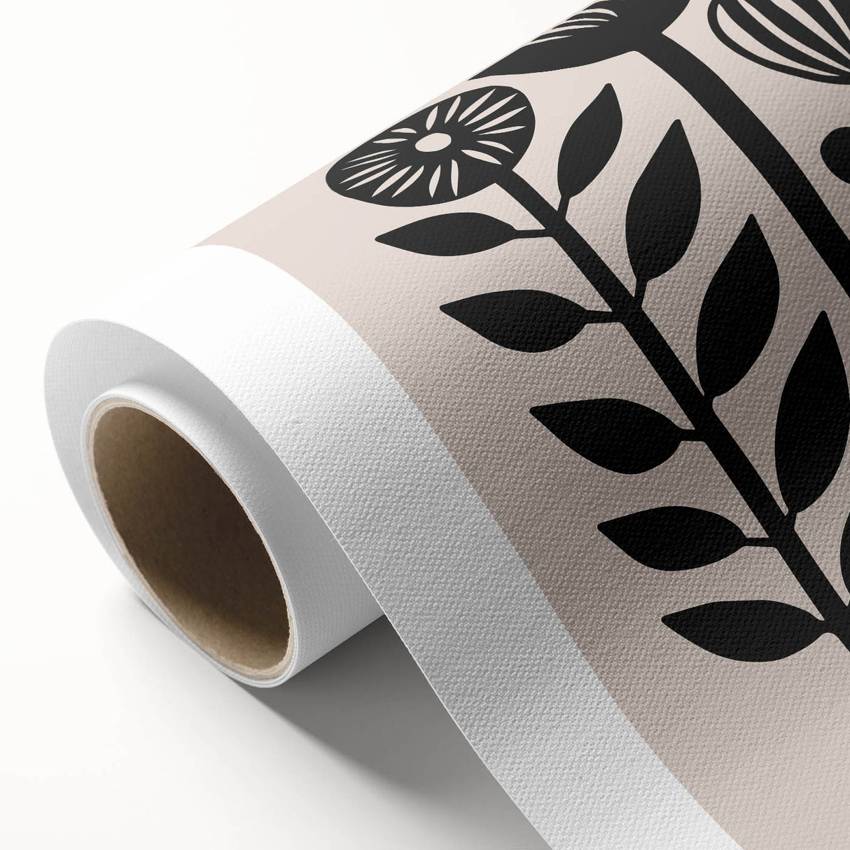 Scandinavian Wall Decor | Minimalist Black and Beige Floral Art | Hygge