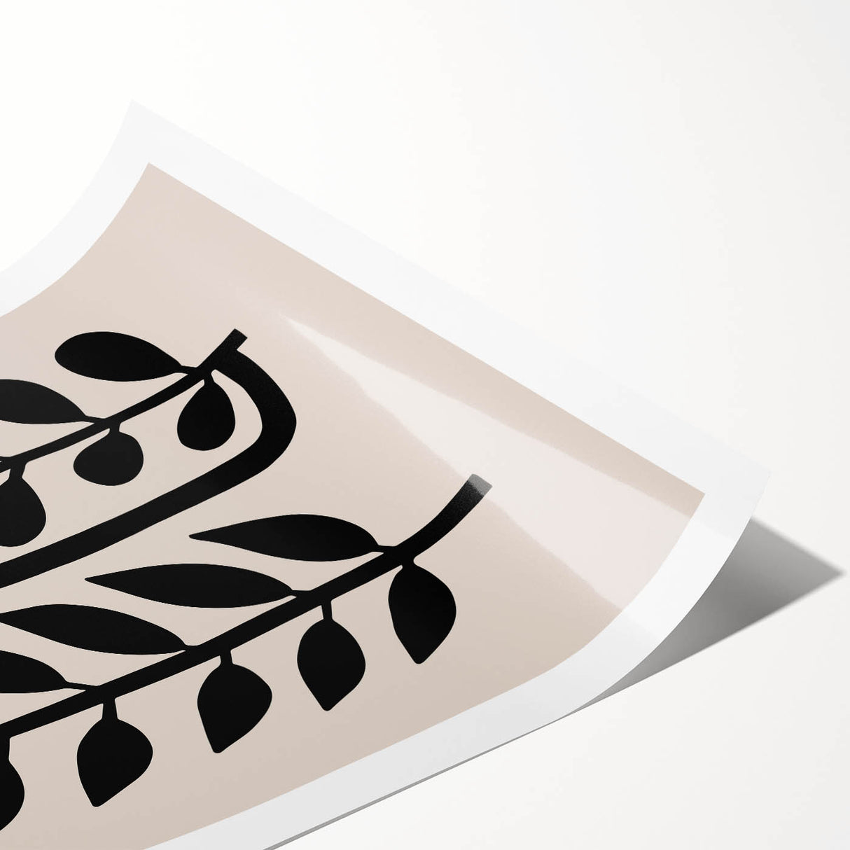 Scandinavian Wall Decor | Minimalist Black and Beige Floral Art | Hygge
