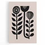 Scandinavian Wall Decor | Minimalist Black and Beige Floral Art | Hygge