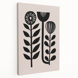 Scandinavian Wall Decor | Minimalist Black and Beige Floral Art | Hygge