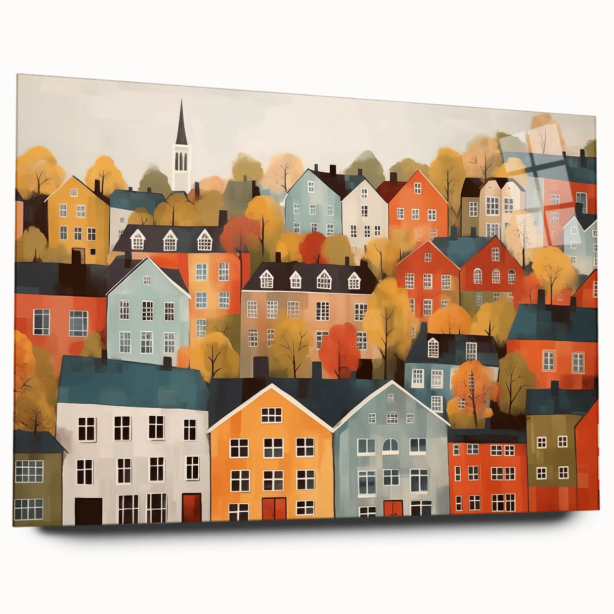 Scandinavian Wall Art | Colorful Nordic Village Print | Hygge Style