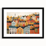 Scandinavian Wall Art | Colorful Nordic Village Print | Hygge Style