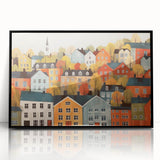Scandinavian Wall Art | Colorful Nordic Village Print | Hygge Style