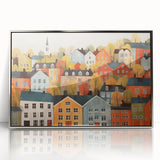 Scandinavian Wall Art | Colorful Nordic Village Print | Hygge Style