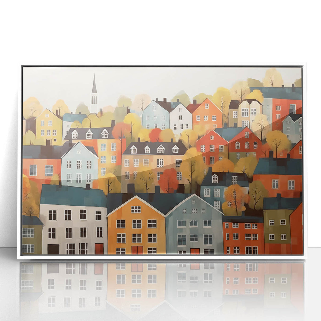 Scandinavian Wall Art | Colorful Nordic Village Print | Hygge Style