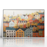 Scandinavian Wall Art | Colorful Nordic Village Print | Hygge Style