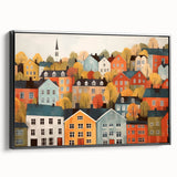 Scandinavian Wall Art | Colorful Nordic Village Print | Hygge Style