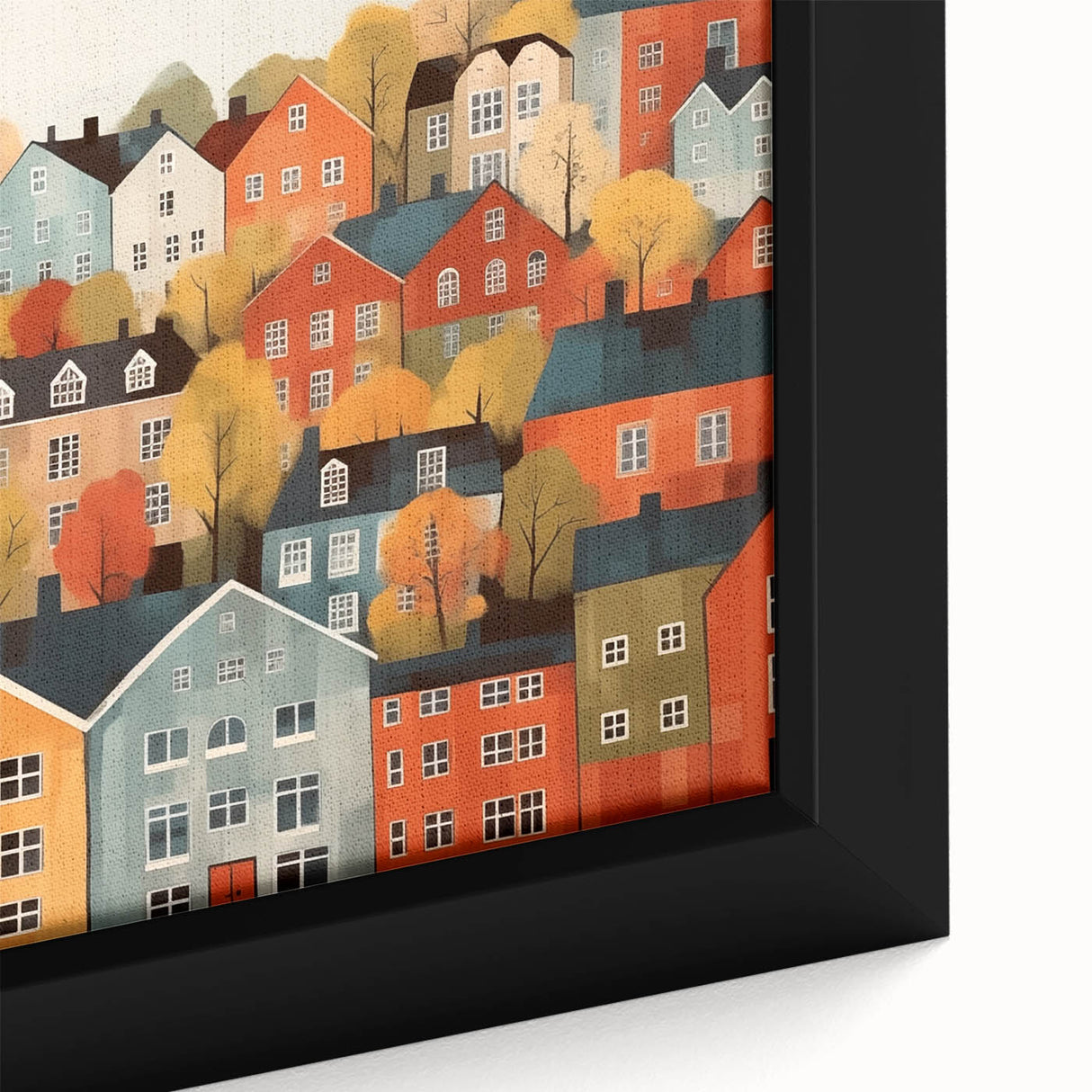Scandinavian Wall Art | Colorful Nordic Village Print | Hygge Style