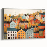 Scandinavian Wall Art | Colorful Nordic Village Print | Hygge Style
