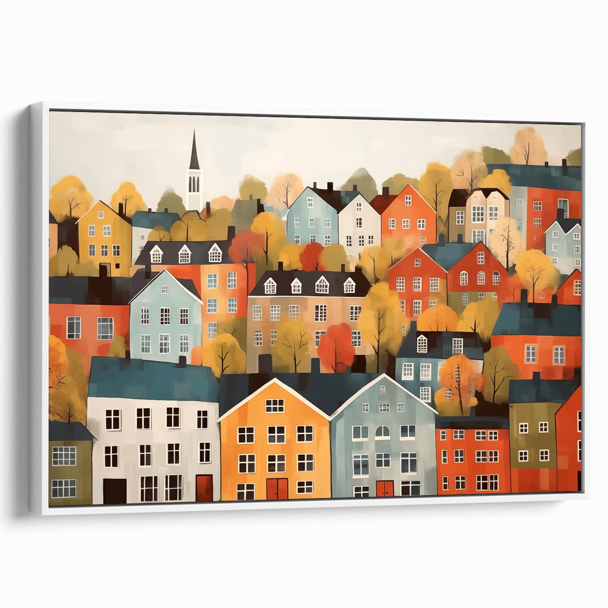 Scandinavian Wall Art | Colorful Nordic Village Print | Hygge Style
