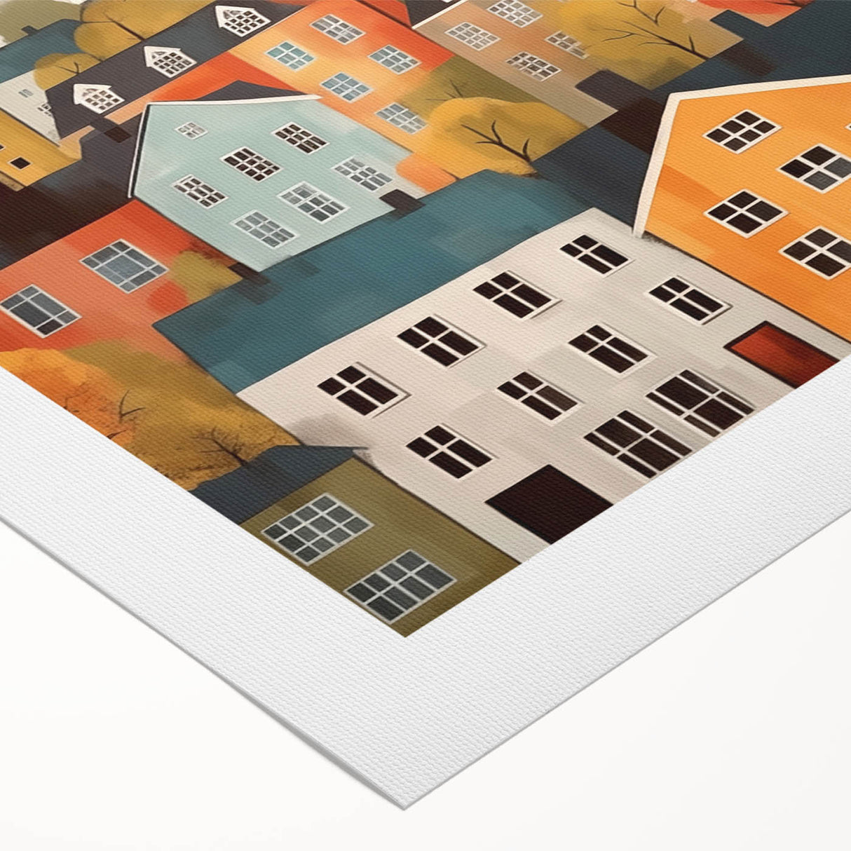 Scandinavian Wall Art | Colorful Nordic Village Print | Hygge Style