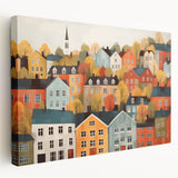Scandinavian Wall Art | Colorful Nordic Village Print | Hygge Style
