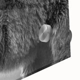 Close-up of a striking black bear wall art design printed on acrylic glass, showcasing vibrant colors and intricate details, perfect for nature enthusiasts' decor.