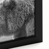 Close-up of a framed black bear wall art canvas, showcasing intricate details of the bear's fur and natural colors, perfect for wildlife enthusiasts and home decor.