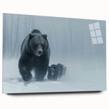 Black bear wall art design displayed in an acrylic glass frame, showcasing detailed wildlife imagery from a side view, perfect for nature enthusiasts' decor.