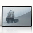 Framed wall art featuring a striking black bear design, showcasing intricate details and vibrant colors against a sleek acrylic background, perfect for nature-themed decor.