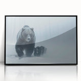 Framed wall art featuring a striking black bear design, showcasing intricate details and vibrant colors against a sleek acrylic background, perfect for nature-themed decor.