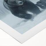 Black bear wall art design on rolled canvas, showcasing detailed fur textures and natural colors, perfect for wildlife enthusiasts and home decor. Ideal for adding a rustic touch to living spaces or wildlife-themed rooms.