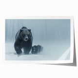 Black bear wall art print showcasing a detailed illustration of a majestic black bear in a forest setting, perfect for nature lovers and home decor enthusiasts. The vibrant colors and intricate design make it an eye-catching piece for any room.