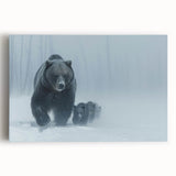 Stretched canvas wall art featuring a striking black bear design with intricate details, ideal for nature enthusiasts and home decor, showcasing vibrant colors and textures.