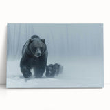 Black bear wall art design on stretched canvas, showcasing a majestic bear in a natural forest setting, perfect for wildlife enthusiasts and home decor.