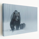 Black bear wall art design on stretched canvas, showcasing intricate details and rich colors. Perfect for nature lovers seeking unique home decor.