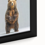 Close-up of a framed black bear wall art design on canvas, showcasing intricate details and rich colors, perfect for nature-themed home decor.