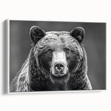 Framed wall art featuring a black bear design on a textured canvas, showcasing vivid colors and intricate details, ideal for nature enthusiasts and home decor.