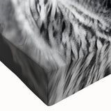 Close-up of a stretched canvas wall art featuring a black bear design, showcasing intricate details and vibrant colors, perfect for nature-inspired decor.