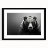 Black bear wall art framed with a mat, showcasing a striking design that highlights the bear’s features and natural beauty, perfect for wildlife enthusiasts.
