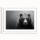 Black bear wall art collection framed in white with a mat, showcasing a detailed design of a bear in a natural setting, perfect for wildlife enthusiasts.
