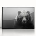 Framed wall art featuring a striking black bear design on acrylic, showcasing vivid colors and intricate details, perfect for wildlife enthusiasts and home decor.