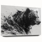 Black bear wall art design displayed in a sleek acrylic frame, showcasing intricate details and vibrant colors, perfect for wildlife-themed decor.