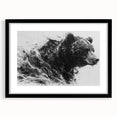 Black bear wall art collection framed with a mat, showcasing a striking black bear design against a minimalist background, perfect for nature enthusiasts.