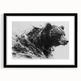 Black bear wall art collection framed with a mat, showcasing a striking black bear design against a minimalist background, perfect for nature enthusiasts.