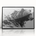 Framed wall art piece featuring a striking black bear design on acrylic, showcasing intricate details and a sleek black frame, perfect for nature-themed decor.