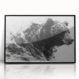 Framed wall art piece featuring a striking black bear design on acrylic, showcasing intricate details and a sleek black frame, perfect for nature-themed decor.