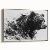 Framed canvas wall art showcasing a black bear design with gold accents, highlighting intricate details and textures, perfect for nature-themed decor.