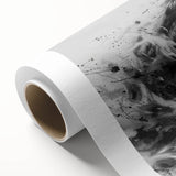 Black bear wall art design on rolled canvas, showcasing intricate details and textures, ideal for nature-themed decor, packaged securely in a cardboard tube.