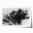 Black bear wall art print featuring a detailed, realistic design against a serene natural backdrop, perfect for home décor enthusiasts and wildlife lovers. This rolled print captures the majesty of the black bear, showcasing intricate textures and vibrant colors, ideal for adding a touch of nature to any space.