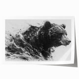Black bear wall art print featuring a detailed, realistic design against a serene natural backdrop, perfect for home décor enthusiasts and wildlife lovers. This rolled print captures the majesty of the black bear, showcasing intricate textures and vibrant colors, ideal for adding a touch of nature to any space.