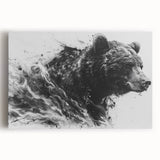 Stretched canvas wall art featuring a striking black bear design, showcasing rich details and vibrant colors, perfect for nature-themed decor in living spaces.