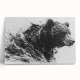 Black bear wall art on stretched canvas, showcasing a detailed design with rich colors. Ideal for nature lovers and home decor enthusiasts, this piece adds a rustic touch to any space.