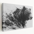 Stretched canvas wall art featuring a striking black bear design, showcasing intricate details and textures, ideal for nature-themed decor.
