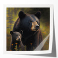 Black bear wall art print showcasing a glossy finish and intricate design details, perfect for nature-themed decor. Ideal for wildlife enthusiasts and modern interiors.